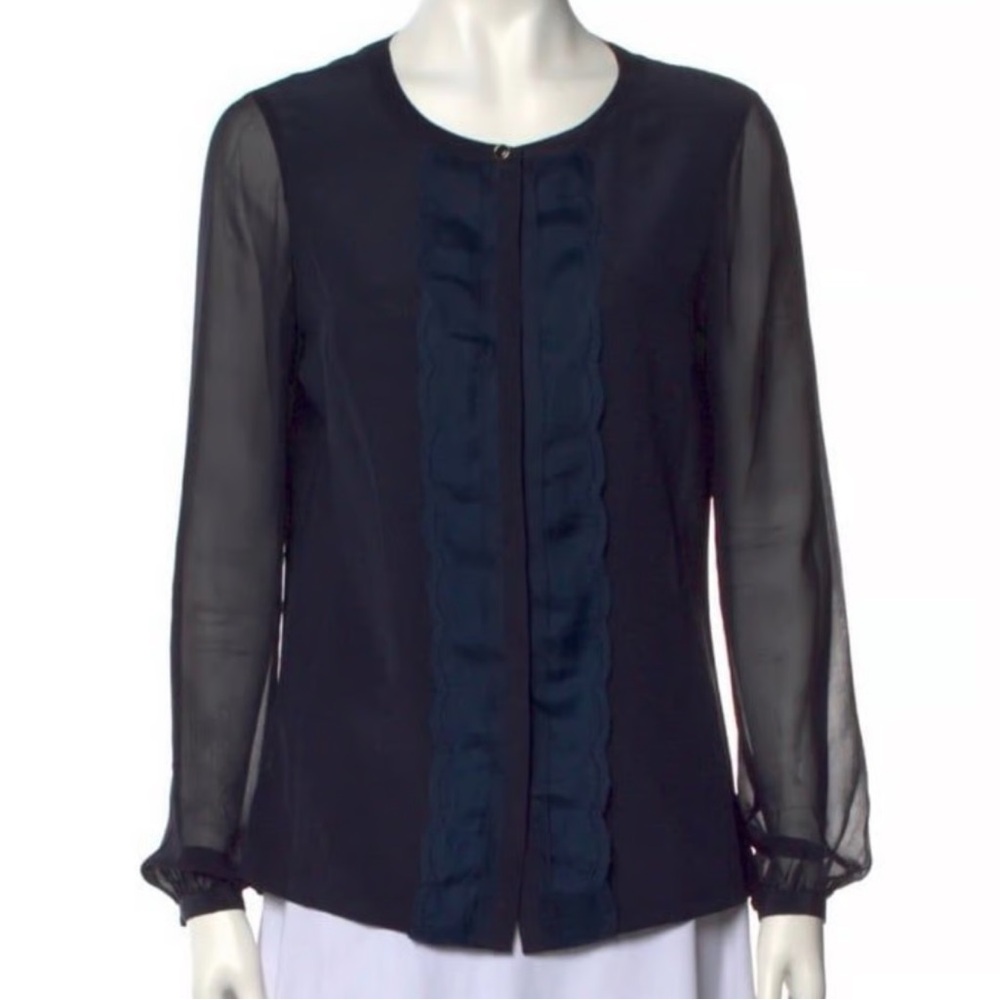 Tory Burch Navy Sheer Blouse - Picture 2 of 2